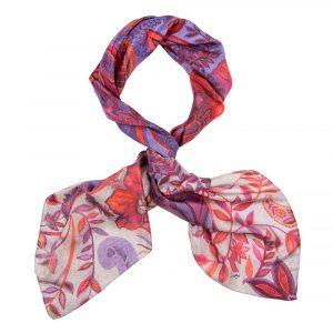 ПЛАТОК “ОРНАМЕНТ.ЦВЕТЫ” 90×90 ШЕЛК СИРЕНЕВЫЙ