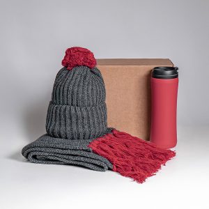 Набор подарочный COLD NIGHT: шарф и шапка, термокружка; красный Набор подарочный COLD NIGHT: шарф и шапка, термокружка; красный