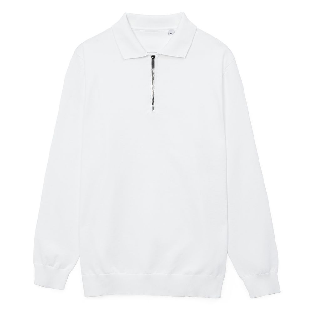 Рубашка поло мужская с длинным рукавом Terrazzo, белая Рубашка поло мужская с длинным рукавом Terrazzo, белая