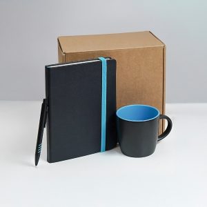 Набор подарочный HYPER: кружка, ежедневник, ручка; черный/голубой Набор подарочный HYPER: кружка, ежедневник, ручка; черный/голубой