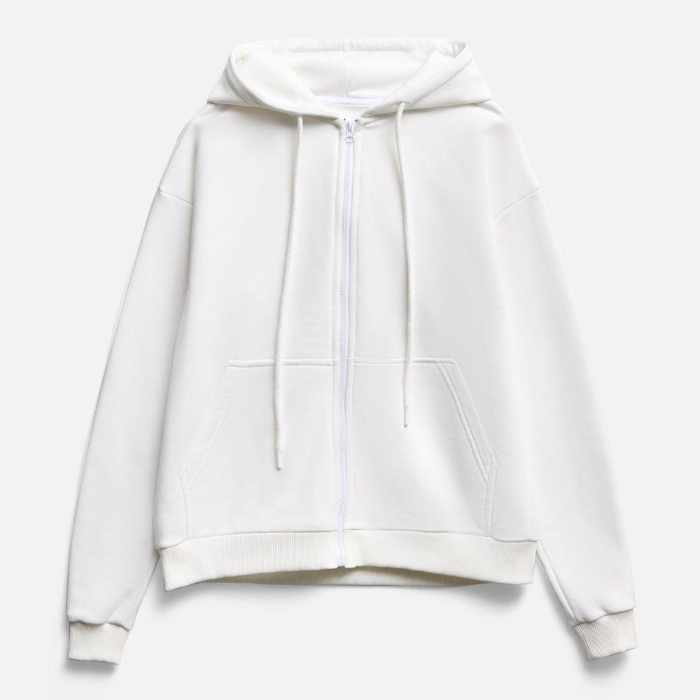 Толстовка унисекс оверсайз на молнии Zippy Terry, белая Толстовка унисекс оверсайз на молнии Zippy Terry, белая