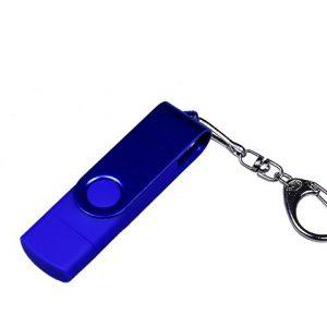 USB 2.0/micro USB/Type-С- флешка на 16 Гб 3-в-1 с поворотным механизмом