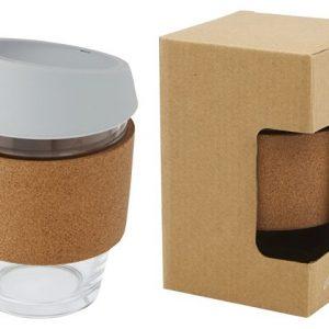 Стеклянный стакан с силиконовой крышкой и пробковой манжетой «Lidan»