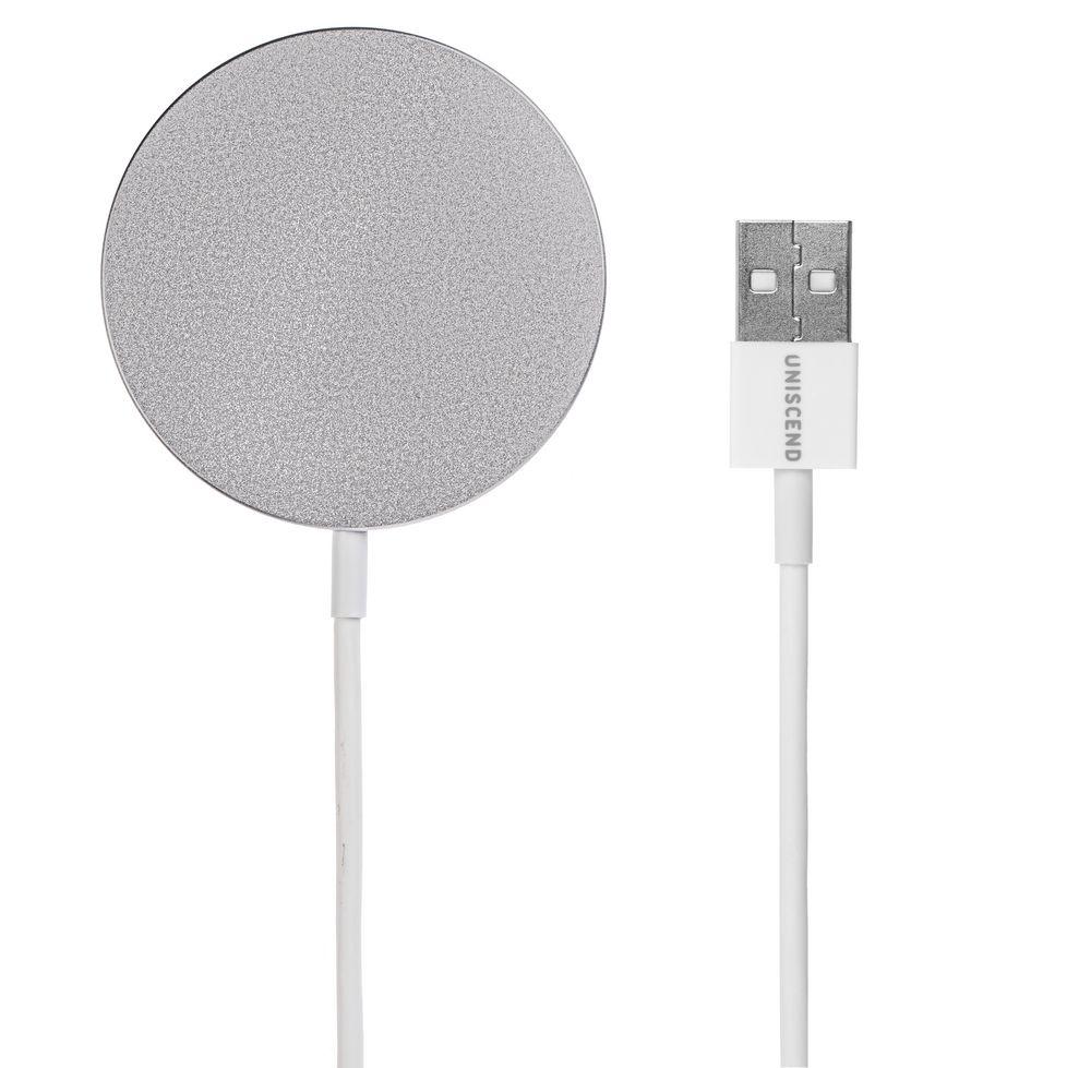 Беспроводное зарядное устройство с магнитами Magmate, серебристое Беспроводное зарядное устройство с магнитами Magmate, серебристое