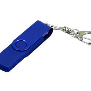 USB 2.0- флешка на 64 Гб с поворотным механизмом и дополнительным разъемом Micro USB