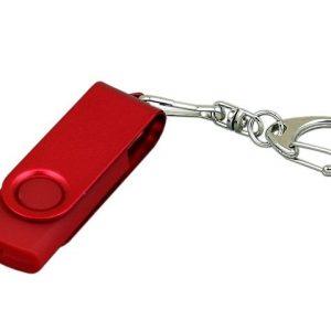 USB 2.0- флешка промо на 64 Гб с поворотным механизмом и однотонным металлическим клипом