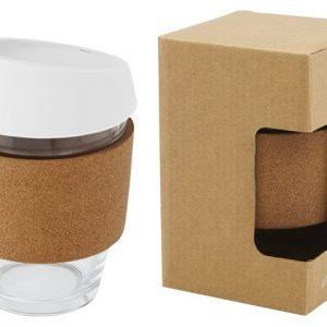 Стеклянный стакан с силиконовой крышкой и пробковой манжетой «Lidan»