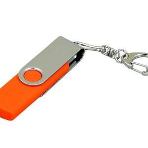 USB 2.0- флешка на 64 Гб с поворотным механизмом и дополнительным разъемом Micro USB