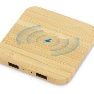 USB-хаб с беспроводной зарядкой из бамбука «Plato», 5 Вт