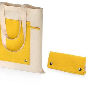 Складная хлопковая сумка для шопинга «Gross» с карманом, 180 г/м2