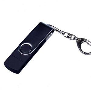 USB 2.0/micro USB/Type-C- флешка на 16 Гб c поворотным механизмом