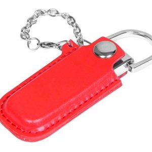 USB 2.0- флешка на 8 Гб в массивном корпусе с кожаным чехлом