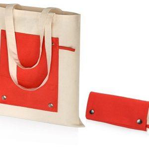 Складная хлопковая сумка для шопинга «Gross» с карманом, 180 г/м2