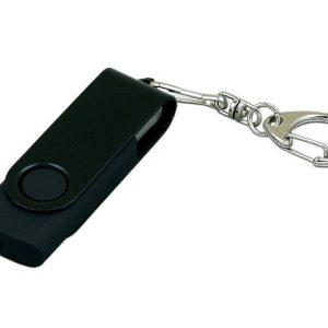 USB 2.0- флешка промо на 64 Гб с поворотным механизмом и однотонным металлическим клипом