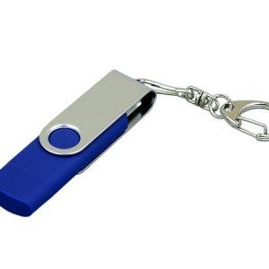 USB 2.0- флешка на 32 Гб с поворотным механизмом и дополнительным разъемом Micro USB