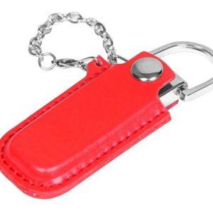 USB 2.0- флешка на 64 Гб в массивном корпусе с кожаным чехлом