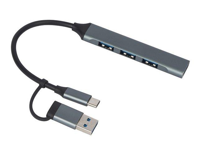 USB-хаб «Link» с коннектором 2-в-1 USB-C и USB-A, 2.0/3.0 USB-хаб «Link» с коннектором 2-в-1 USB-C и USB-A, 2.0/3.0