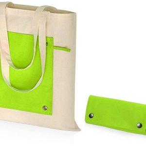 Складная хлопковая сумка для шопинга «Gross» с карманом, 180 г/м2