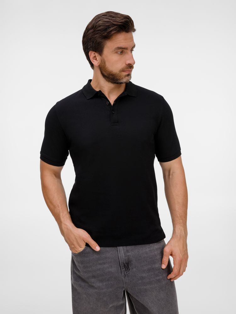 Рубашка поло унисекс Upswing, черная Рубашка поло унисекс Upswing, черная