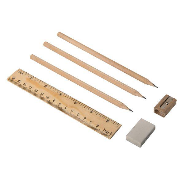 Канцелярский набор DONY –  карандаши, линейка, точилка, ластик, дерево/переработанный картон