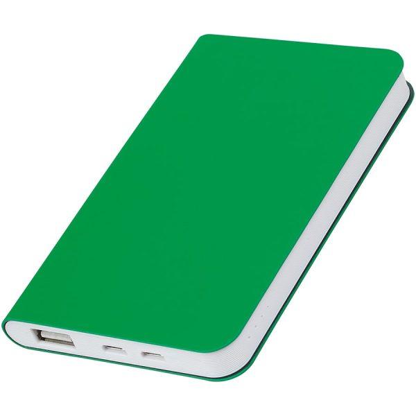 Универсальный аккумулятор “Silki” (5000mAh),зеленый, 7,5х12,1х1,1см, искусственная кожа,плас
