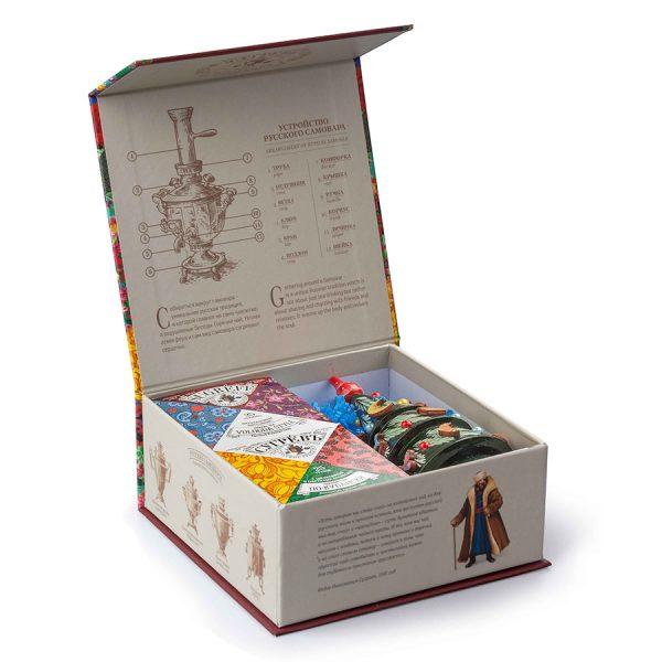 Набор подарочный  “Сугревъ. Россия” из 2-х коробочек с листовым чаем и ёлкой-матрешкой