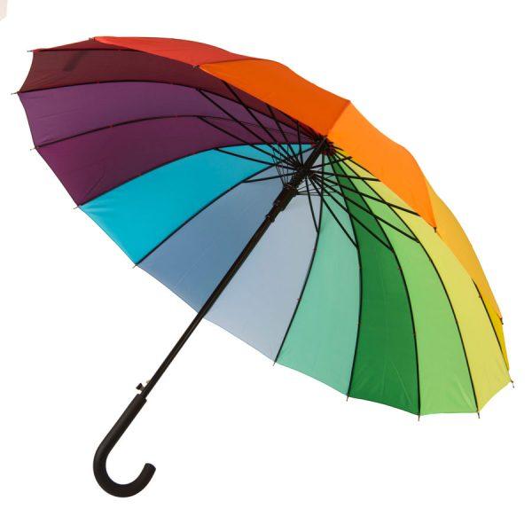 Зонт-трость  “Радуга”, пластиковая ручка, полуавтомат