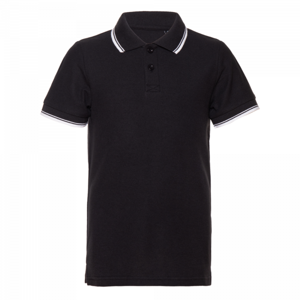 Рубашка поло детская  STAN с окантовкой хлопок/полиэстер 185, 04TJ, Чёрный (20)