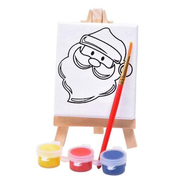 Набор для раскраски  “Дед Мороз”:холст,мольберт,кисть, краски 3шт