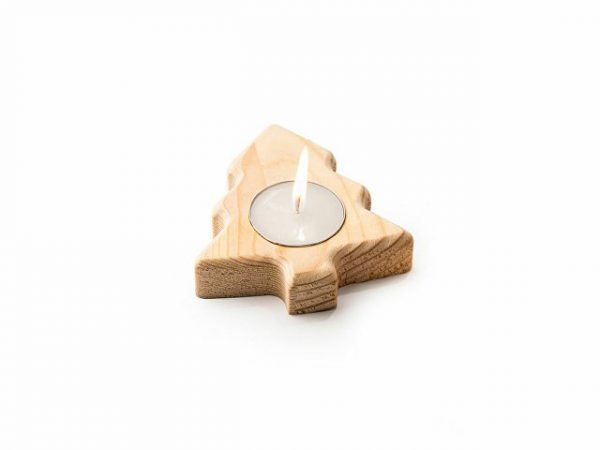 Свеча MAKA на деревянной подставке