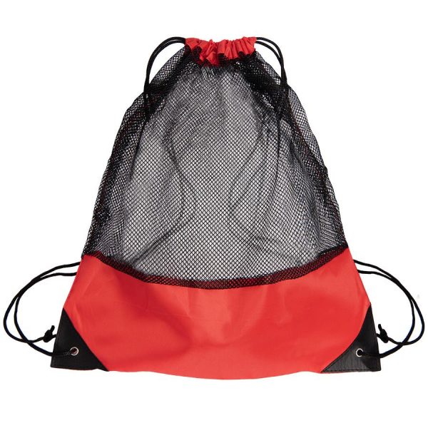 Рюкзак мешок с укреплёнными уголками Mesh, красный, 35*41 см, полиэстер 210D