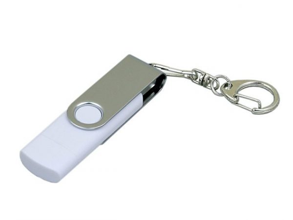 USB 2.0- флешка на 64 Гб с поворотным механизмом и дополнительным разъемом Micro USB