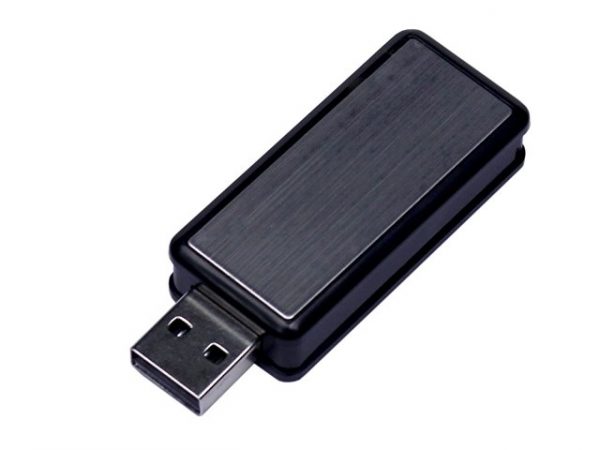 USB 2.0- флешка промо на 64 Гб прямоугольной формы, выдвижной механизм