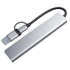 USB-хаб ROOT 8 в 1, серый, алюминий