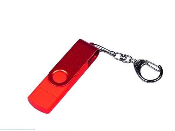 USB 2.0/micro USB/Type-С- флешка на 16 Гб 3-в-1 с поворотным механизмом