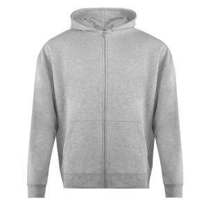 Толстовка унисекс оверсайз на молнии с капюшоном сэндвич 320, 100, Серый меланж (50)