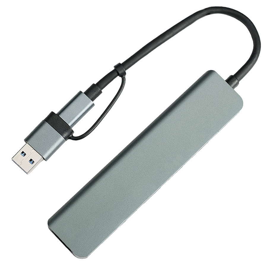 USB-хаб STEM 7 в 1, серый, алюминий USB-хаб STEM 7 в 1, серый, алюминий